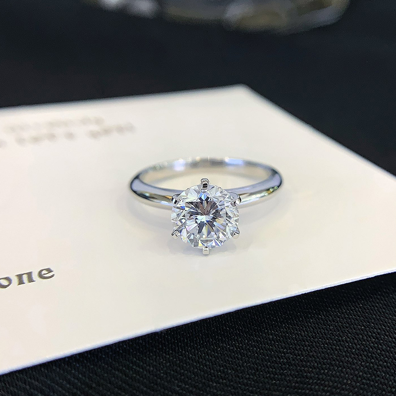 14K gold Lab diamond ring classic six claw wedding ring with 1.56ct Round lab diamond