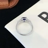 New Arrival Three Stones Vvs Baguette Cut Moissanite Diamond & Lab Grown Sapphire Engagement Ring for Women 5