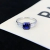 New Arrival Three Stones Vvs Baguette Cut Moissanite Diamond & Lab Grown Sapphire Engagement Ring for Women 2