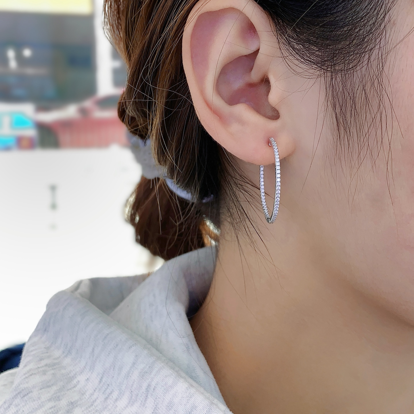 New Design Lady Gift Party Engagement Wedding Jewelry White Gold Plate S925 Moissanite Earring 5
