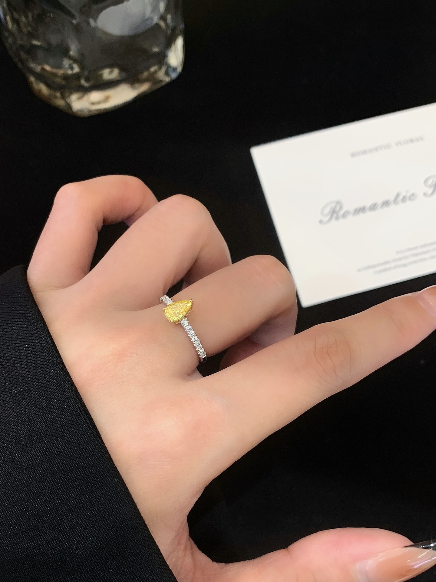 18k Gold 0.5ct Yellow Pear Lab Grown Diamond Engagement Ring for Women Gift Fashion Lab Diamond Jewelry with IGI 7