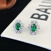 925 Sterling Silver Cubic Zirconia Blue Ruby Oval Shape Stud Earrings 3