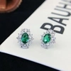 925 Sterling Silver Cubic Zirconia Blue Ruby Oval Shape Stud Earrings 2
