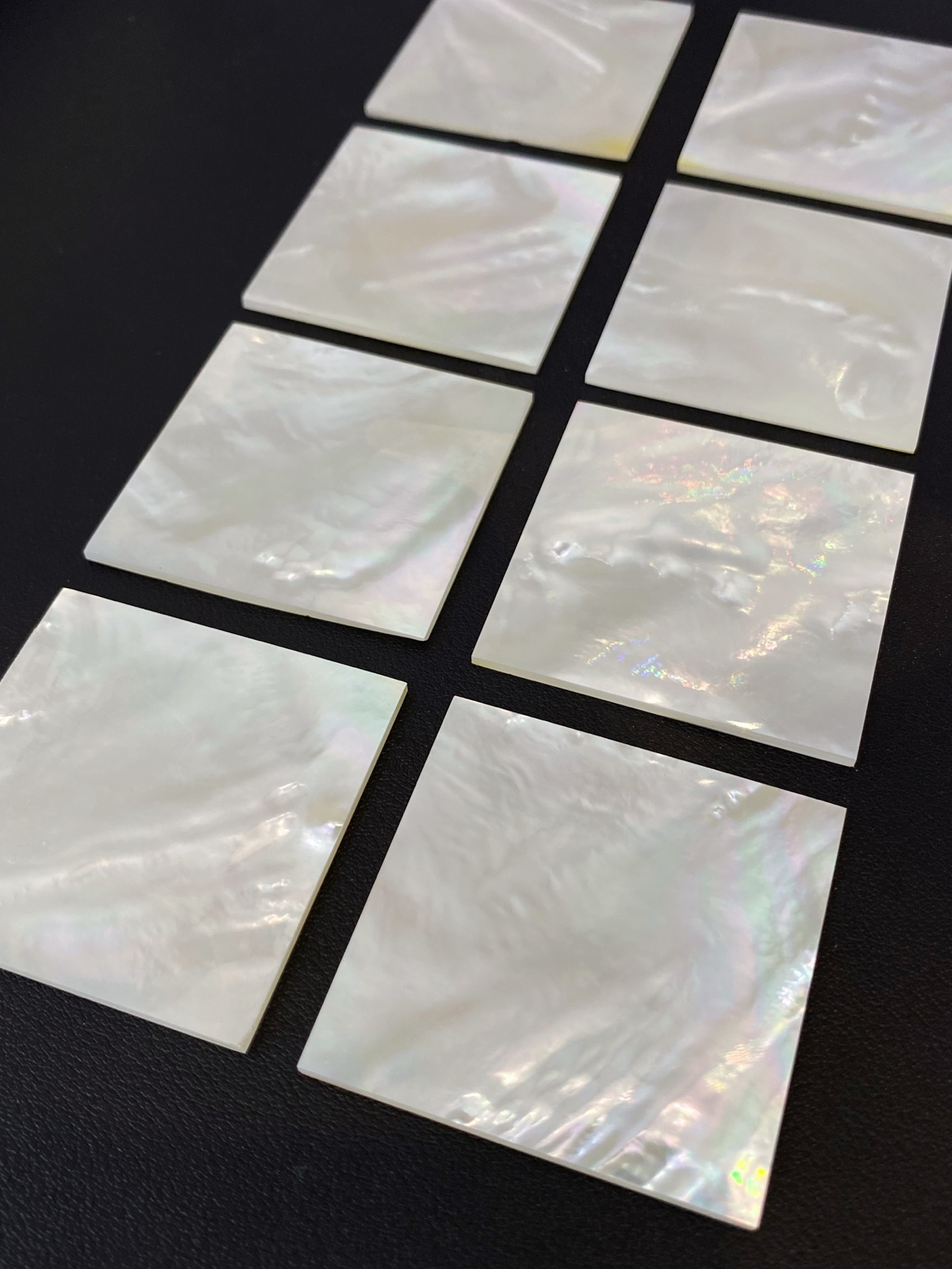 50x50x2mm Double Flat Shell Natural White Mother of Pearl Square Sheet Gemstone 3