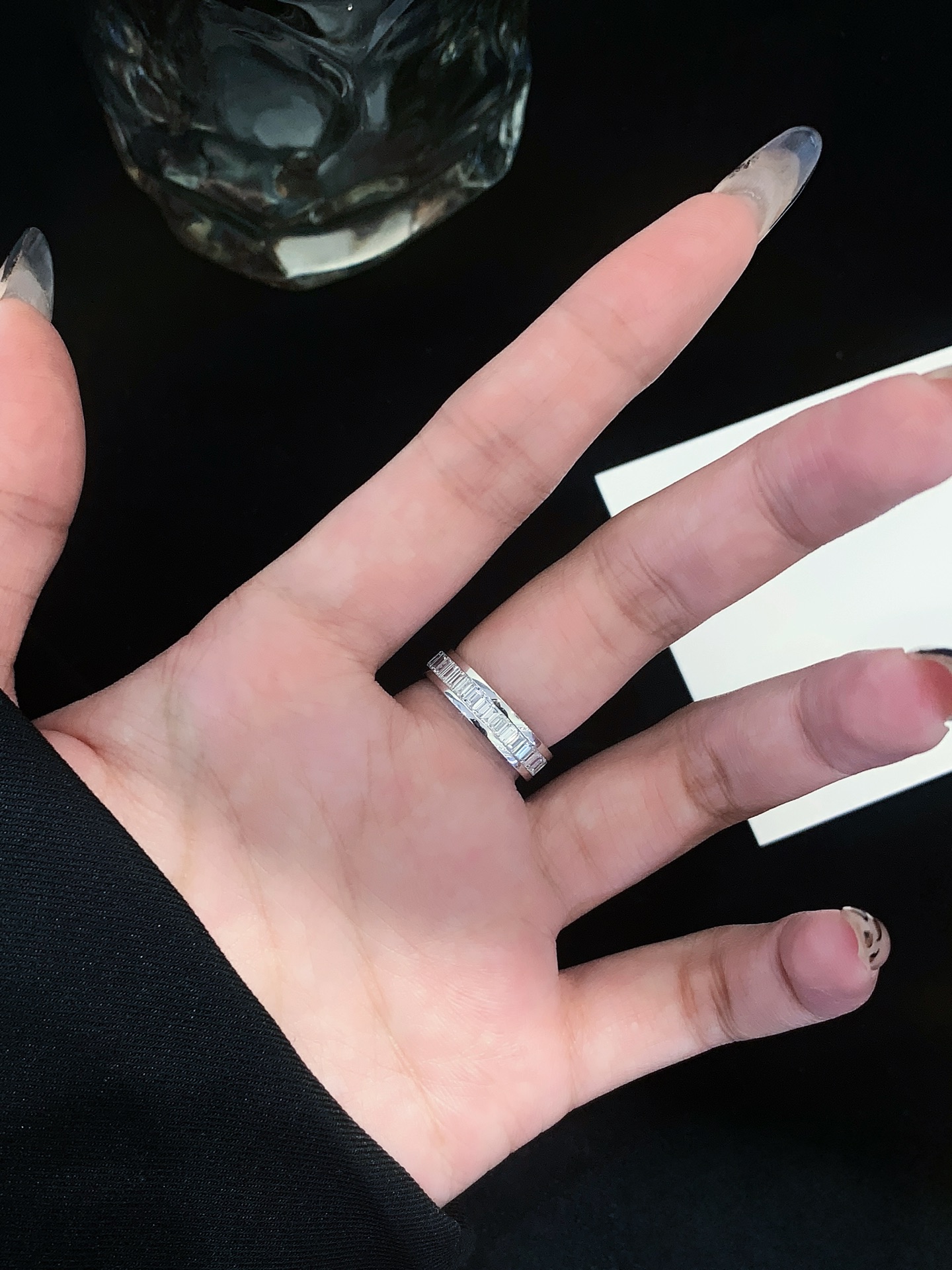Emerald Cut Lab Grown Diamond Wedding Band 14K white gold Men Diamond Ring 4
