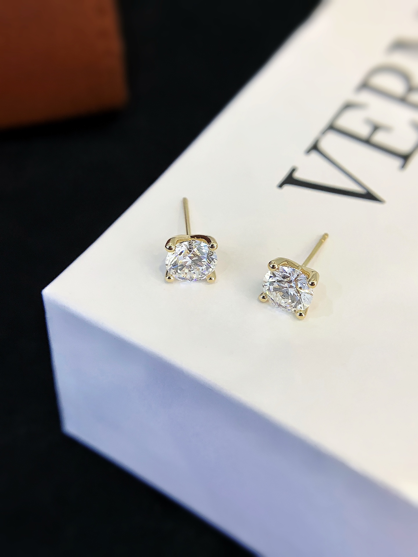 3.07ct Round Lab Grown Diamond Certified Stud Earring Classic Four Claw 14K Yellow Gold Diamond Earrings