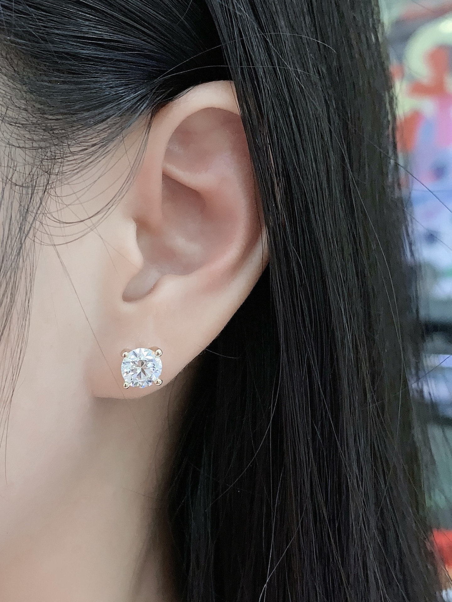 3.07ct Round Lab Grown Diamond Certified Stud Earring Classic Four Claw 14K Yellow Gold Diamond Earrings 2