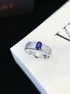 Personalized Lab Grown Gemstone Ring for Men PT950 White Gold Engagement Ring With Lab Sapphire 6