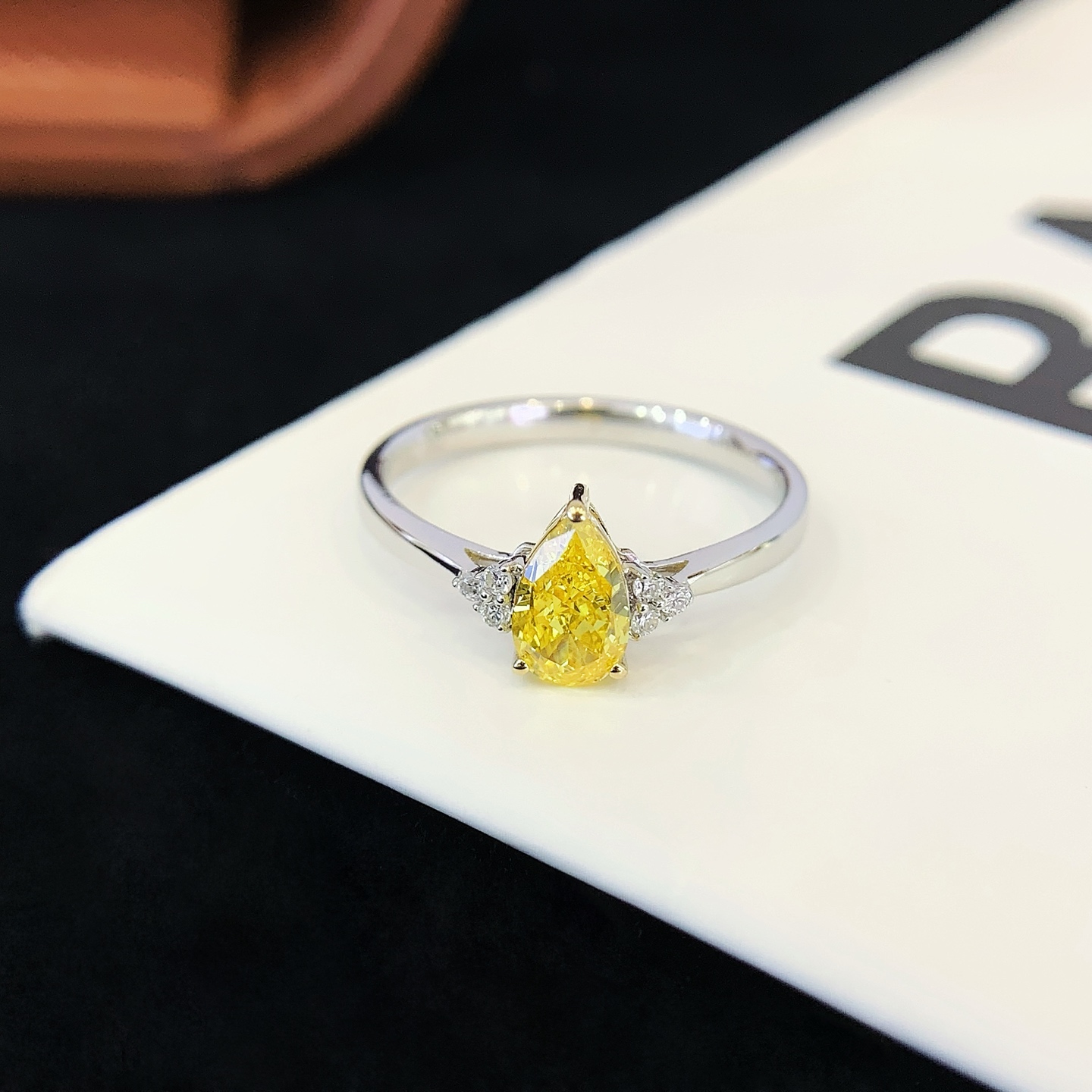 Classic Single Yellow Diamond Ring with Solitaire Setting Classic Single Yellow Diamond Ring