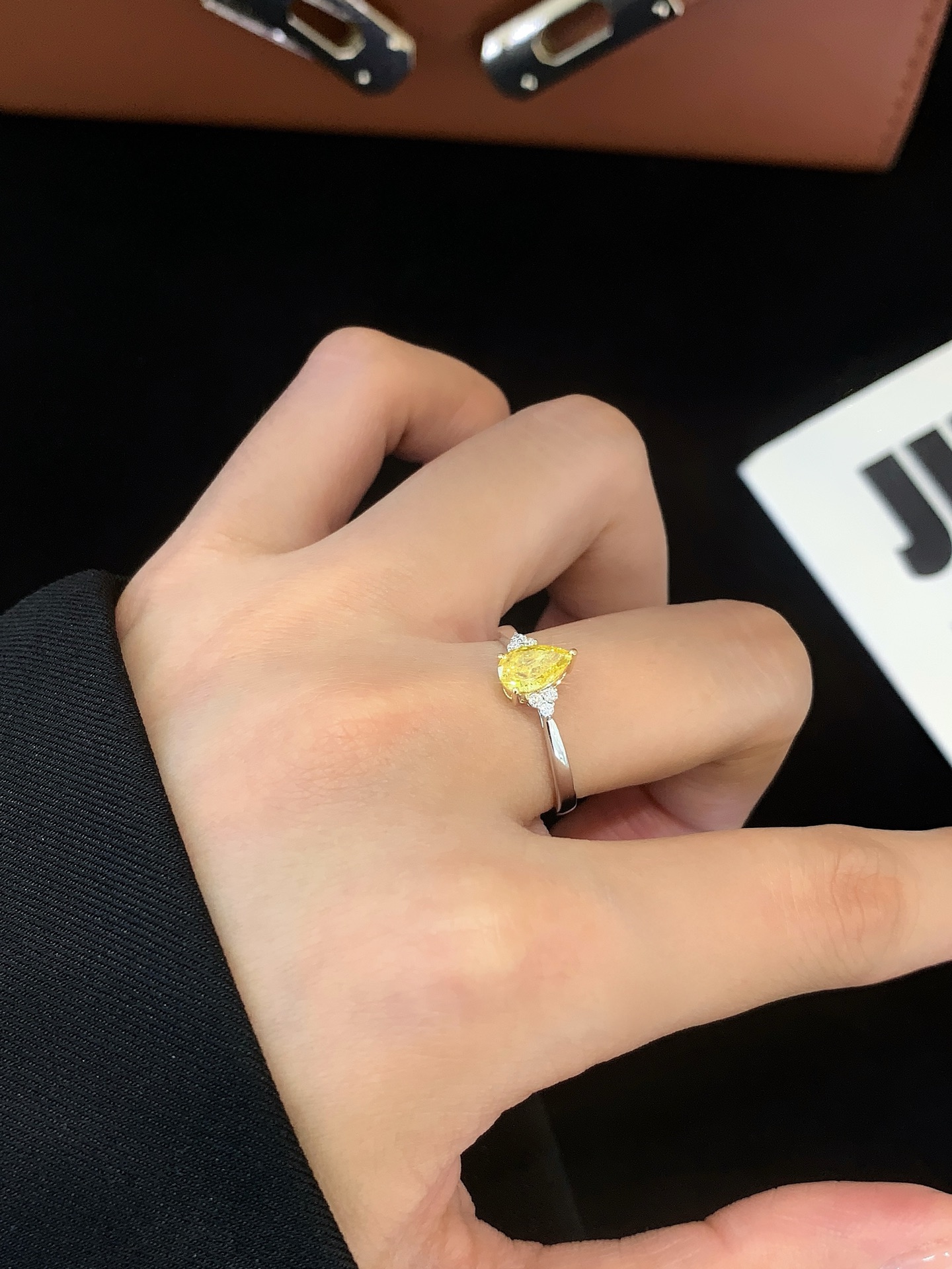 Classic Single Yellow Diamond Ring with Solitaire Setting Classic Single Yellow Diamond Ring 7