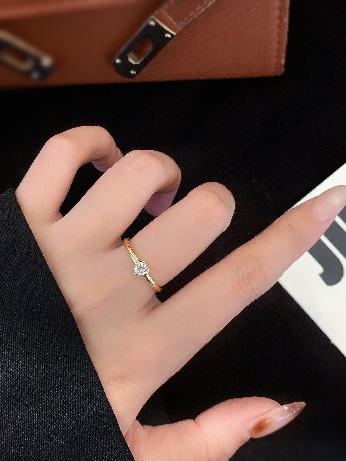 Fine Jewelry 18k Yellow Gold 0.2ct Heart Lab Grown Diamond Rings bubble style for Women engagement gift 4