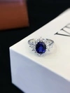 Princess Diana Ring, 5.40ct Lab-Grown Blue Sapphire Rings for Women, Halo Ring in 18K White Real Gold, Sapphire Engagement Rings for Women 2
