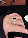 Princess Diana Ring, 5.40ct Lab-Grown Blue Sapphire Rings for Women, Halo Ring in 18K White Real Gold, Sapphire Engagement Rings for Women 3