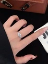 Round/Pear Cut Lab Diamond 3 Stones Engagement Rings D Color VVS1 18K White Gold Anniversary Wedding Promise Rings for Women 3