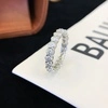 Full Ice out Eternity Ring 925 Sterling Silver Ring for Women Oval cut Eternity Engagement Wedding Band Ring, Jewelry Box Packed 7