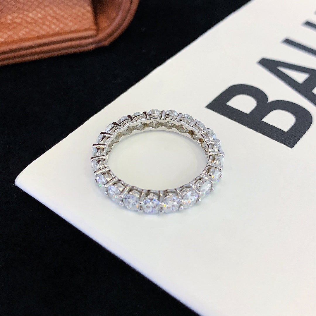 Full Ice out Eternity Ring 925 Sterling Silver Ring for Women Oval cut Eternity Engagement Wedding Band Ring, Jewelry Box Packed 4