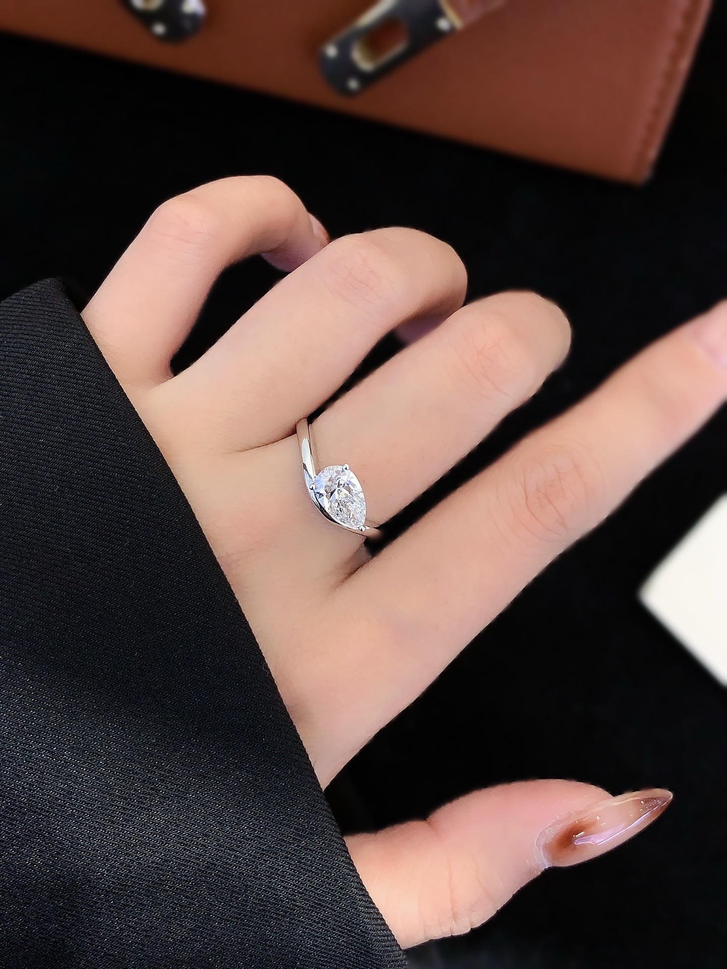 Custom Lab Diamond Engagement Rings CVD HTHP Vvs Lab Grown Diamond 14K Gold Pear Cut Solitaire Ring for Men Women 3