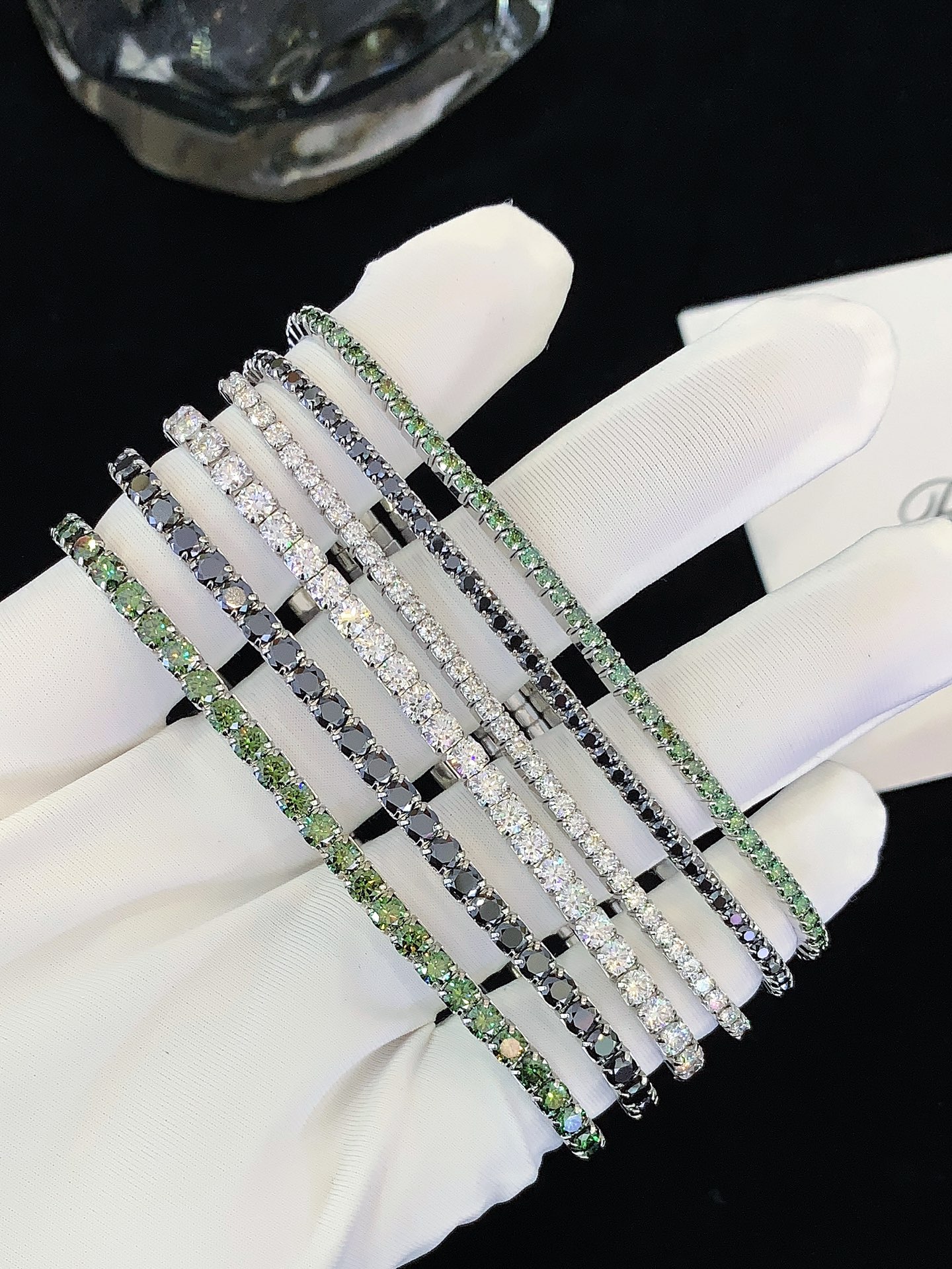 Wholesale Price Vvs Moissanite Diamond Full S925 Gold Plated Tennis Bracelet 2mm 3mm 4mm Black Green Moissanite Tennis Chain