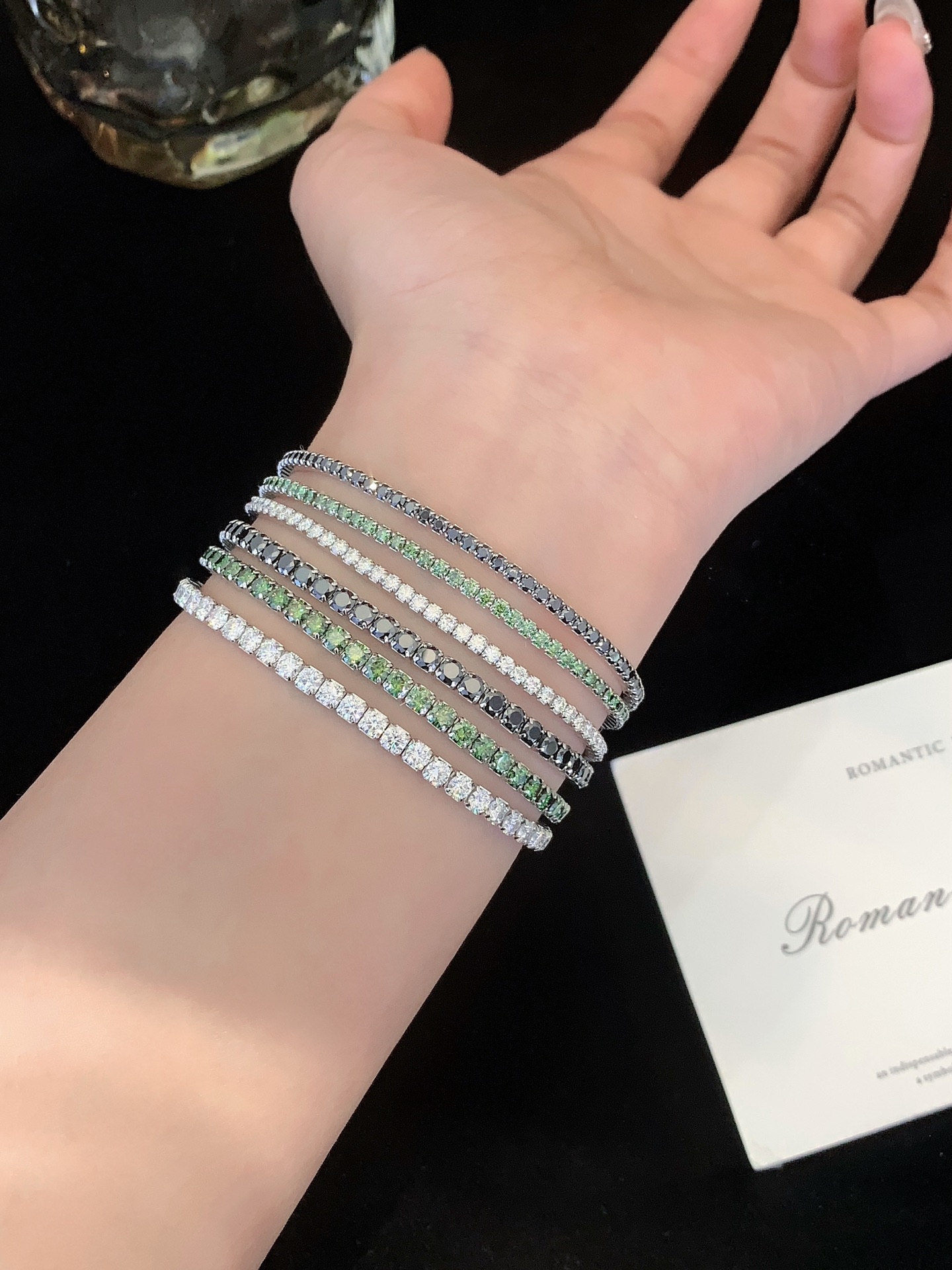 Wholesale Price Vvs Moissanite Diamond Full S925 Gold Plated Tennis Bracelet 2mm 3mm 4mm Black Green Moissanite Tennis Chain 3