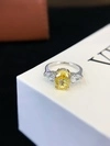 S925 Sterling Silver Yellow Synthetic Moissanite Diamond Ring White Gold Plating Engagement Ring for Women Girl 2