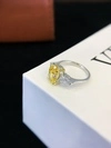 S925 Sterling Silver Yellow Synthetic Moissanite Diamond Ring White Gold Plating Engagement Ring for Women Girl 7