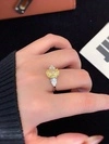 S925 Sterling Silver Yellow Synthetic Moissanite Diamond Ring White Gold Plating Engagement Ring for Women Girl 3