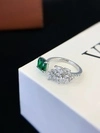 S925 Sterling Silver Engagement Ring Leaf Shape with Lab Emerald Diamond Luxury Jewelry Ring Wholesale Women Wedding Ring 6