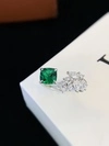 S925 Sterling Silver Engagement Ring Leaf Shape with Lab Emerald Diamond Luxury Jewelry Ring Wholesale Women Wedding Ring 5