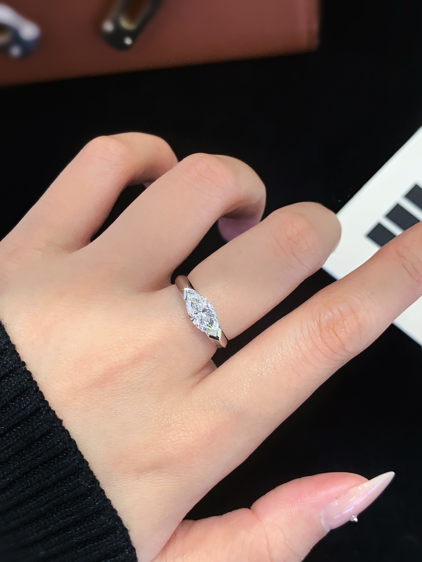 PT950 Marquise Cut Lab Grown Diamond Engagement Ring Solitaire Luxury Unisex Wedding Gift 4