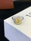 S925 Pure Silver Yellow Lab Gems Luxury square Bag Full Diamond Ring e Flower Cutting Cushion Cutting Engagement Ring for Women 2