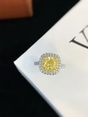 S925 Pure Silver Yellow Lab Gems Luxury square Bag Full Diamond Ring e Flower Cutting Cushion Cutting Engagement Ring for Women 5