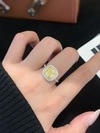 S925 Pure Silver Yellow Lab Gems Luxury square Bag Full Diamond Ring e Flower Cutting Cushion Cutting Engagement Ring for Women 7
