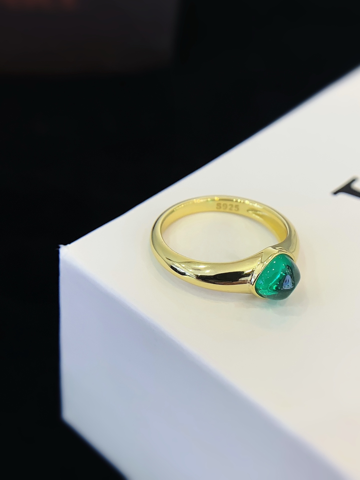 S925 Silver Ring Gold Platedt with 6 * 6mm Emerald Sugar Tower Ring for Women Engagement Birthday Gift 6