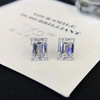 10K gold Lab diamond Emerald cut Simple Design Diamond Earring Stud girls Fine jewelry 4