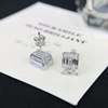 10K gold Lab diamond Emerald cut Simple Design Diamond Earring Stud girls Fine jewelry 5