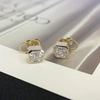 Diamond Stud Earring AsscherCut 10K Yellow Gold Lab Grwon Diamond Earrings with back scews 1