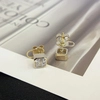 Diamond Stud Earring AsscherCut 10K Yellow Gold Lab Grwon Diamond Earrings with back scews 3