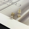 Diamond Stud Earring AsscherCut 10K Yellow Gold Lab Grwon Diamond Earrings with back scews 5