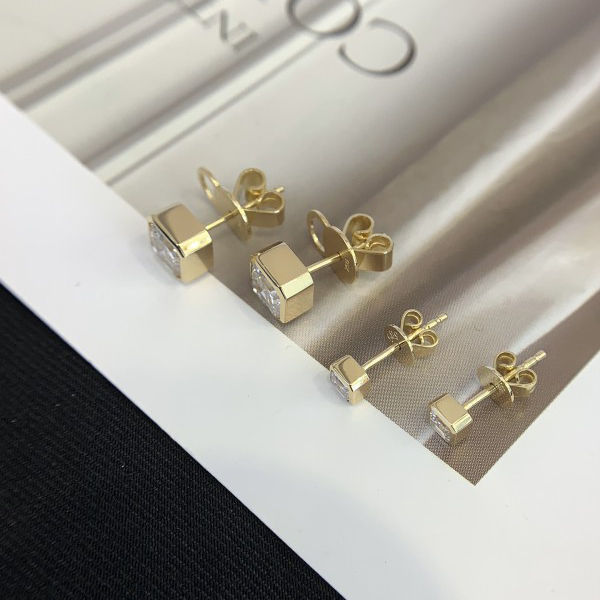 Diamond Stud Earring AsscherCut 10K Yellow Gold Lab Grwon Diamond Earrings with back scews 6