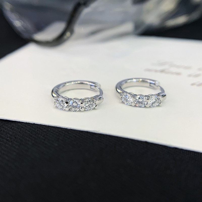 Cuff Huggies Earrings Pave Round Diamond 18k Gold Earrings 14K Gold Huggie Hoop Earrings