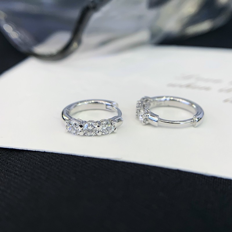 Cuff Huggies Earrings Pave Round Diamond 18k Gold Earrings 14K Gold Huggie Hoop Earrings 2