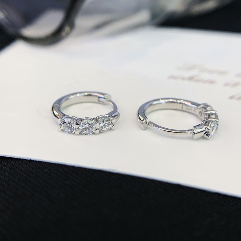 Cuff Huggies Earrings Pave Round Diamond 18k Gold Earrings 14K Gold Huggie Hoop Earrings 3