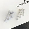Bridesmaids Long Chandelier Design Women  Wedding 18k Drop Earrings  with Round Pear cut lab diamond 2