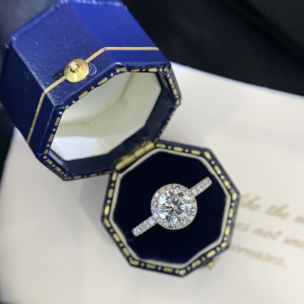 18K gold Halo ring Vintage Women Wedding Ring with 0.818ct Round  lab diamond Ring 5