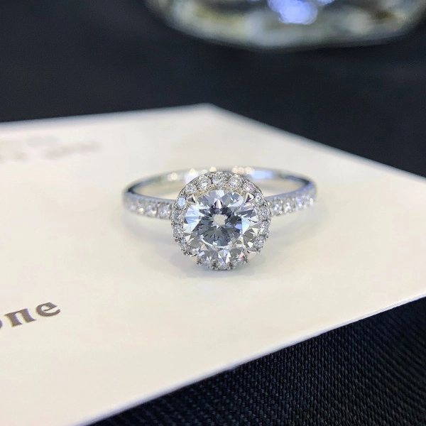 18K gold Halo ring Vintage Women Wedding Ring with 0.818ct Round  lab diamond Ring 1