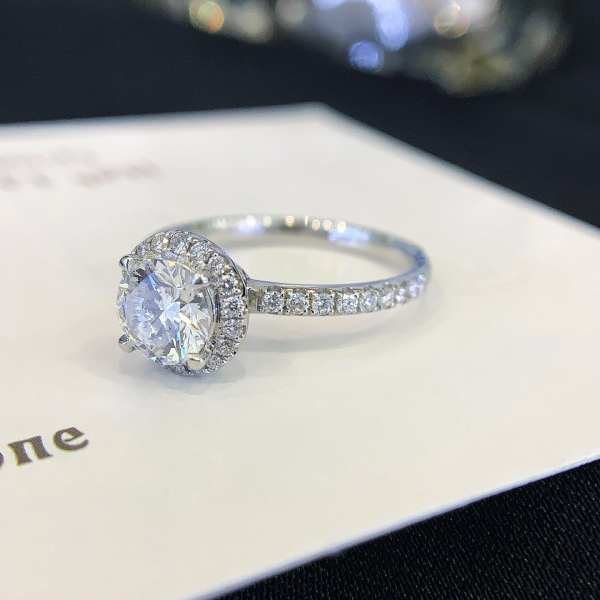 18K gold Halo ring Vintage Women Wedding Ring with 0.818ct Round  lab diamond Ring 2