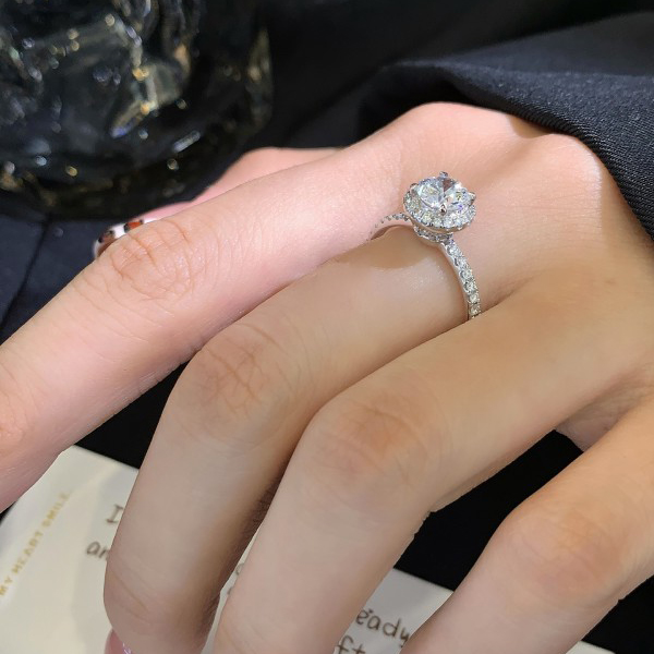 18K gold Halo ring Vintage Women Wedding Ring with 0.818ct Round  lab diamond Ring 4