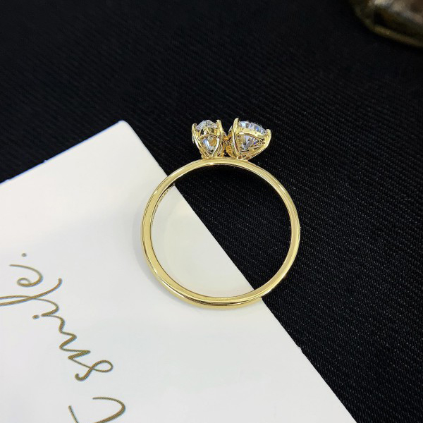 Engagement Jewelry Women 6.5mm Yellow Gold vs Lab Diamond  Pear and Marquise Cut Two Stone Wedding Ring 2