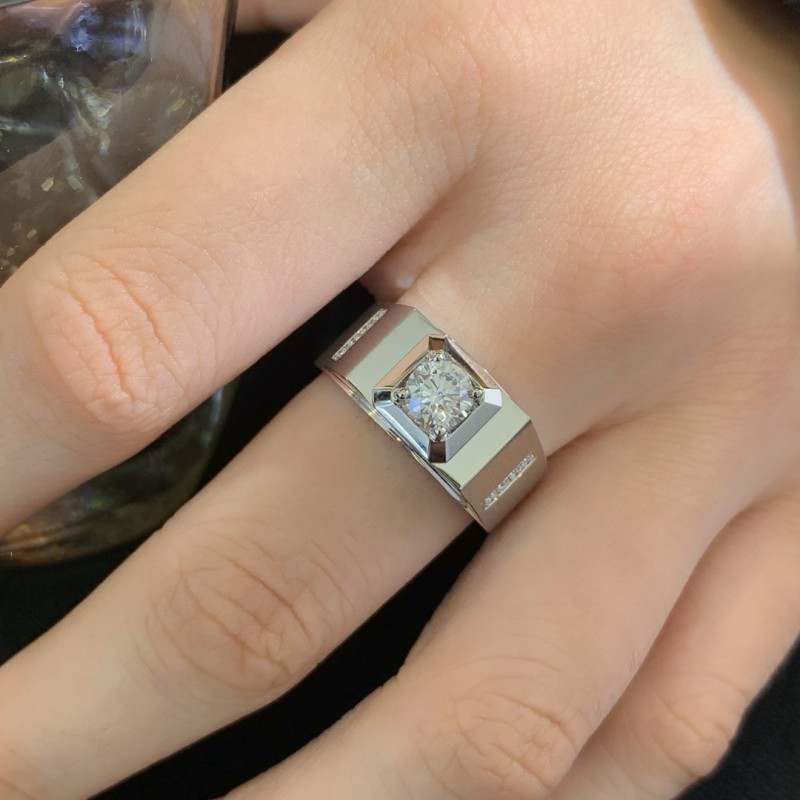 Lab Created Diamond Ring White Gold Squar Men Wedding Ring D Vvs Diamond big Size Engagment Ring for Male 6