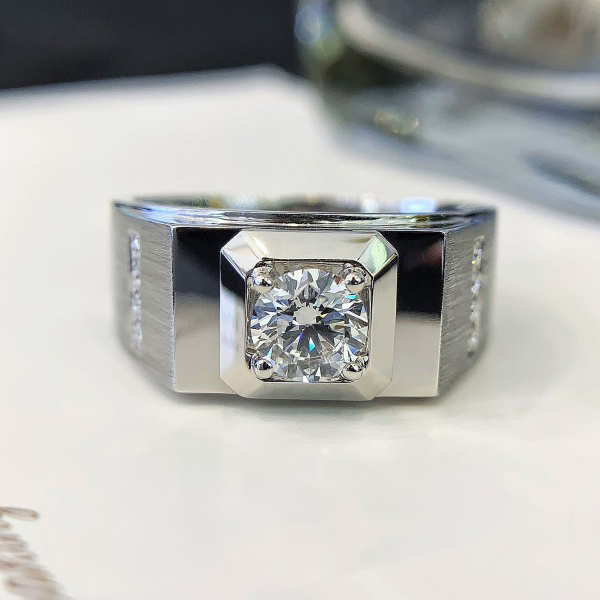 Lab Created Diamond Ring White Gold Squar Men Wedding Ring D Vvs Diamond big Size Engagment Ring for Male